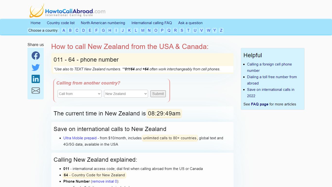 How to call New Zealand: country code, area codes, phone books